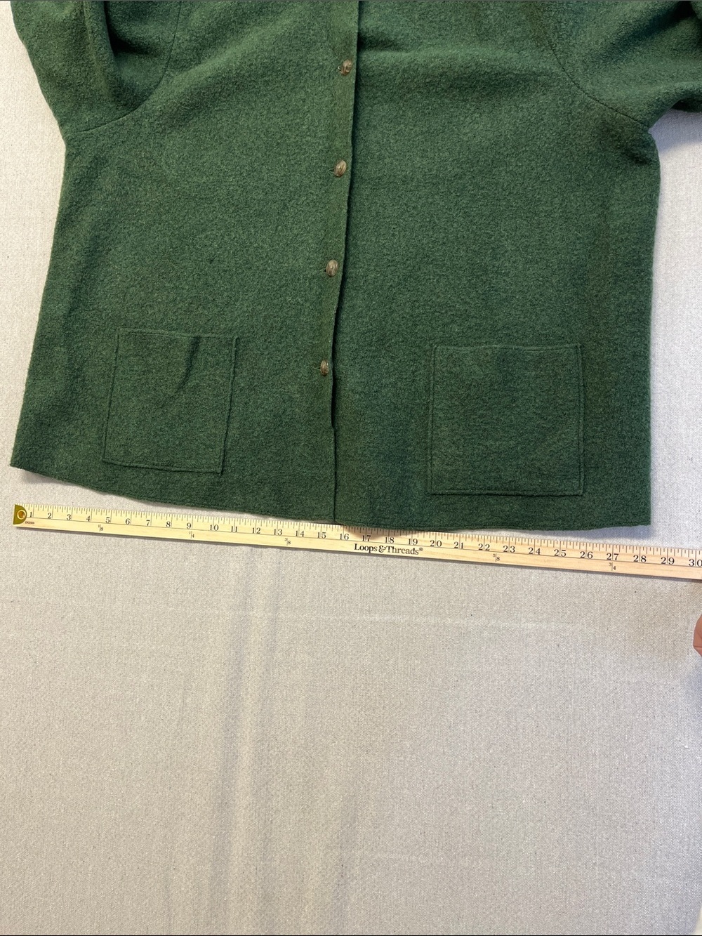 Lands’ End 100% Wool Green Button Front Jacket 24W Plus - Picture 12 of 13